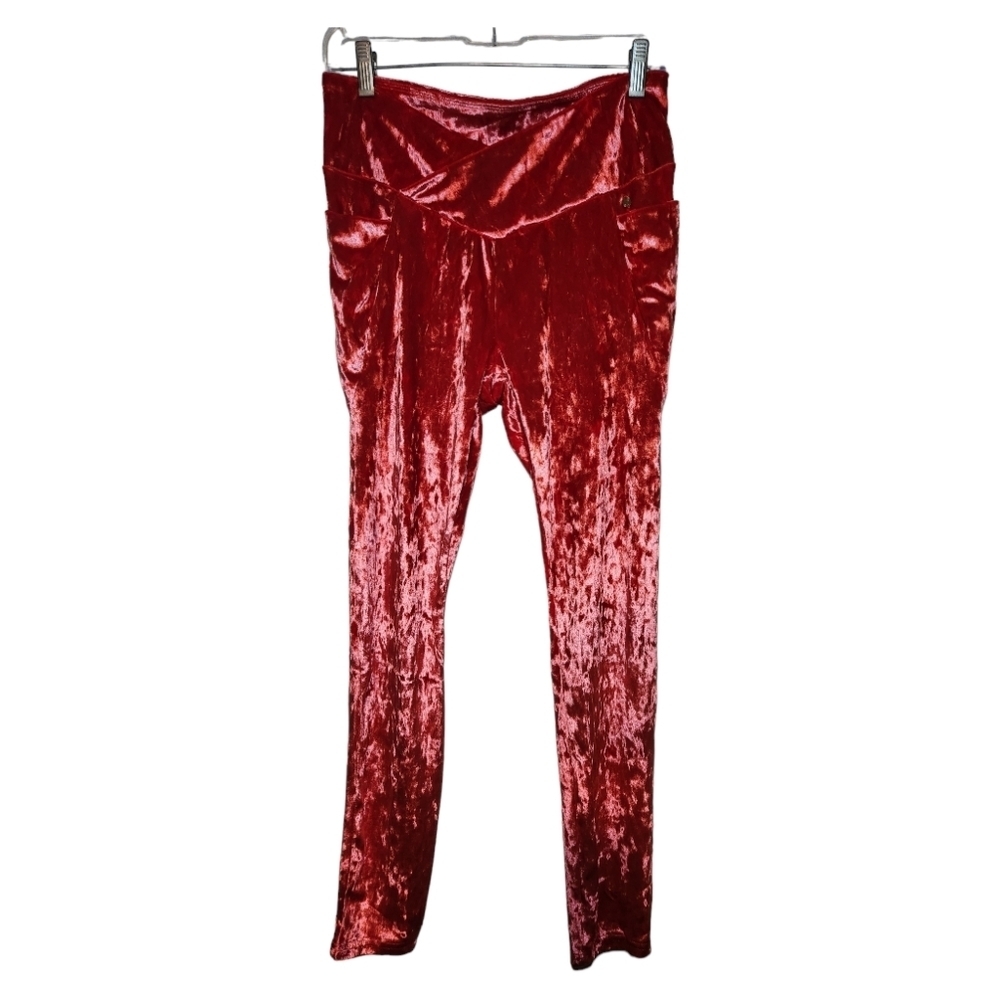 Fabletics High Waisted Crushed Velour Crossover Leggings Size L Velvet - Picture 3 of 9